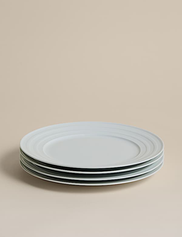 Set of 4 Burford Embossed Rim Dinner Plates - NZ