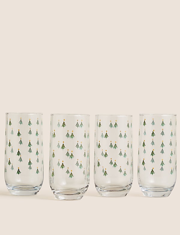 Set of 4 Christmas Tree Highball Glasses
