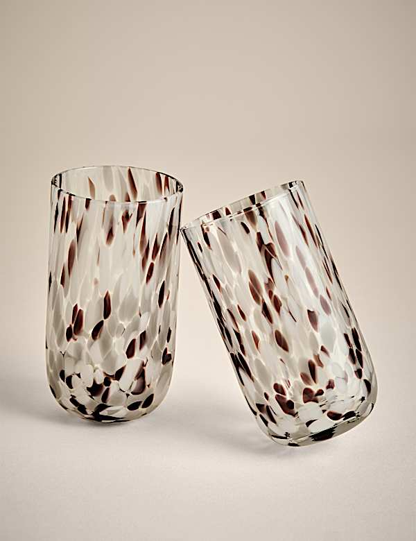 Set of 2 Speckled Hi Ball Glasses - GR