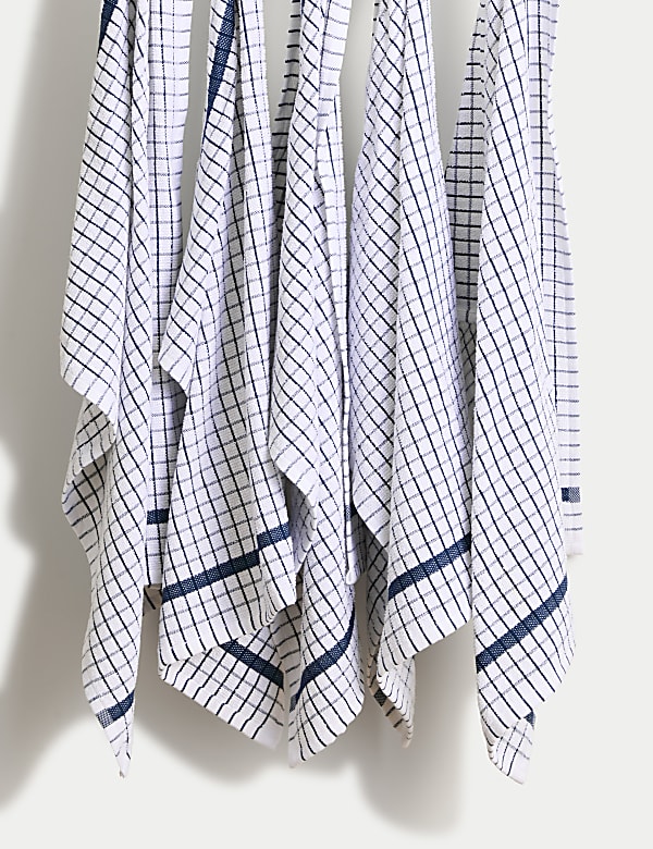 Set of 5 Checked Terry Tea Towels - GR
