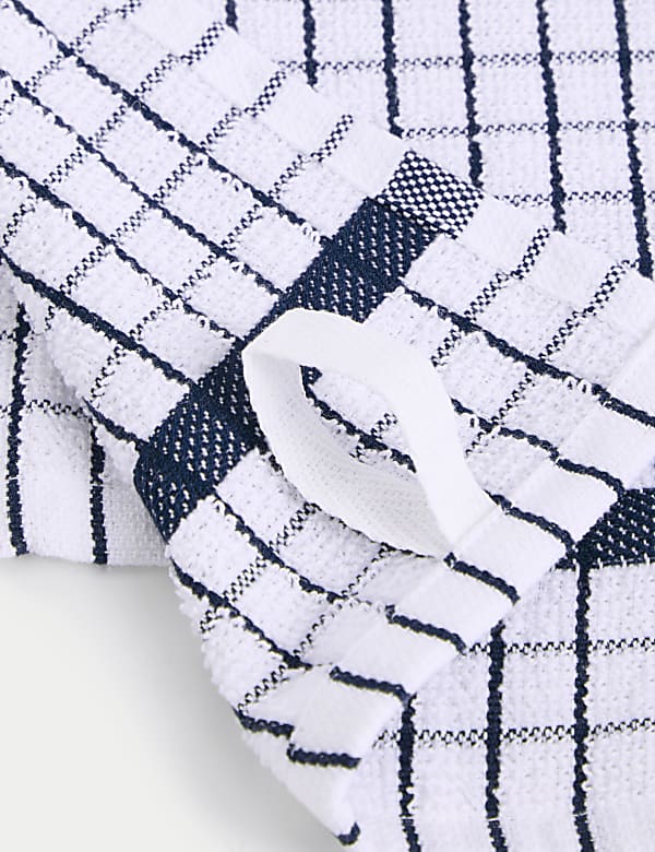 Set of 5 Checked Terry Tea Towels - GR