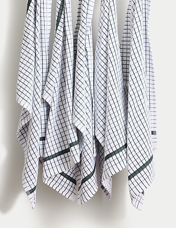 Set of 5 Checked Terry Tea Towels - JP