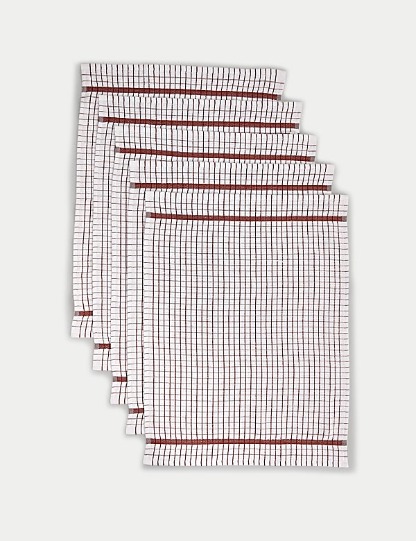 Set of 5 Checked Terry Tea Towels - AU