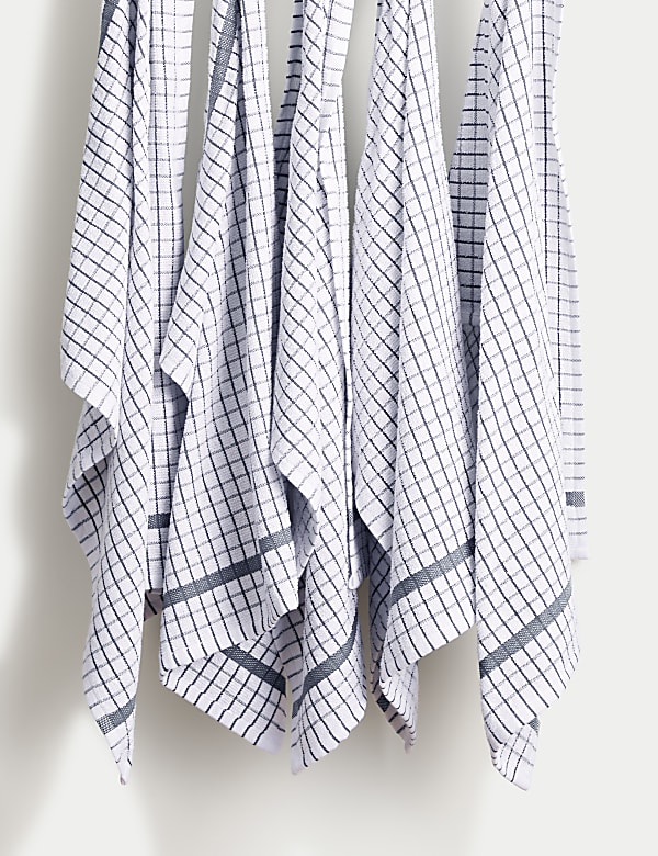 Set of 5 Checked Terry Tea Towels - KG