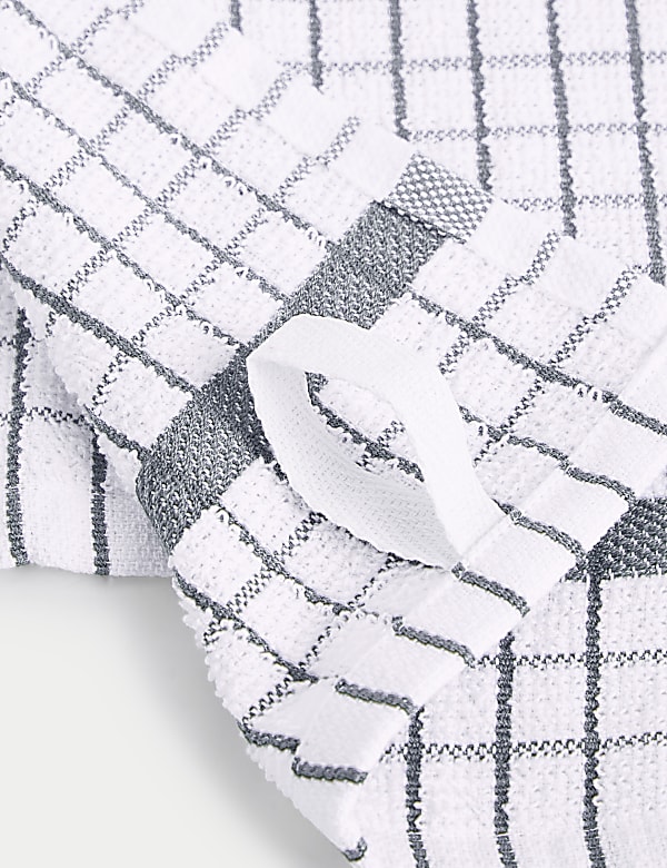 Set of 5 Checked Terry Tea Towels - KG