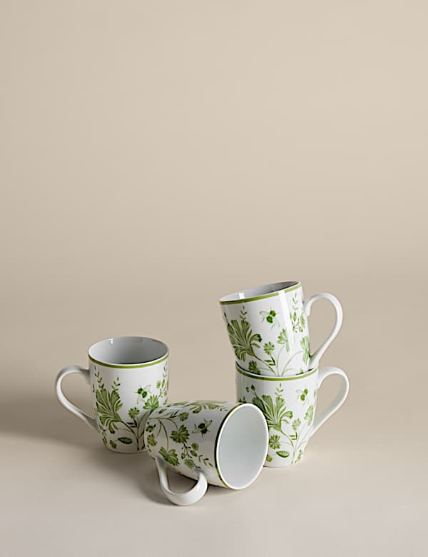 Set of 4 Floral Bee Mugs - BG