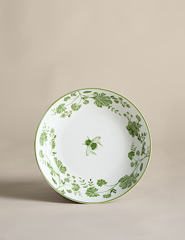 Lot de 4 assiettes à pâtes à motif floral à abeille - BE