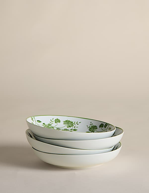 Lot de 4 assiettes à pâtes à motif floral à abeille - BE