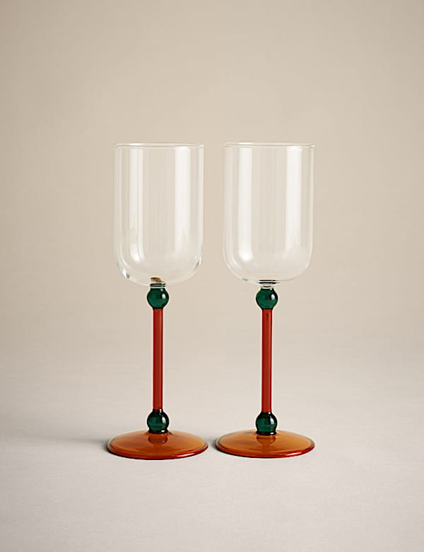 Set of 2 Bobble Contrast Wine Glasses - VN