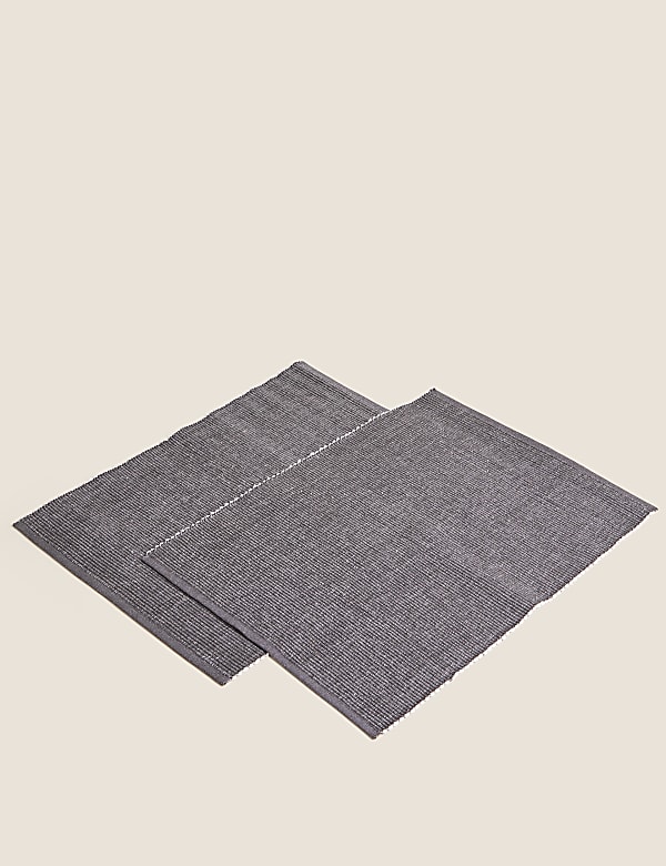 Set of 2 Cotton Rich Ribbed Woven Placemats - AT