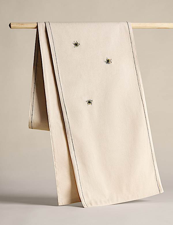 Pure Cotton Embroidered Bee Table Runner - JO