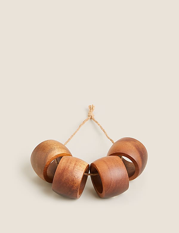 Set of 4 Wooden Napkin Rings