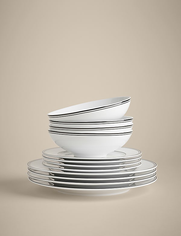 12 Piece Maxim Rim Dinner Set - JE