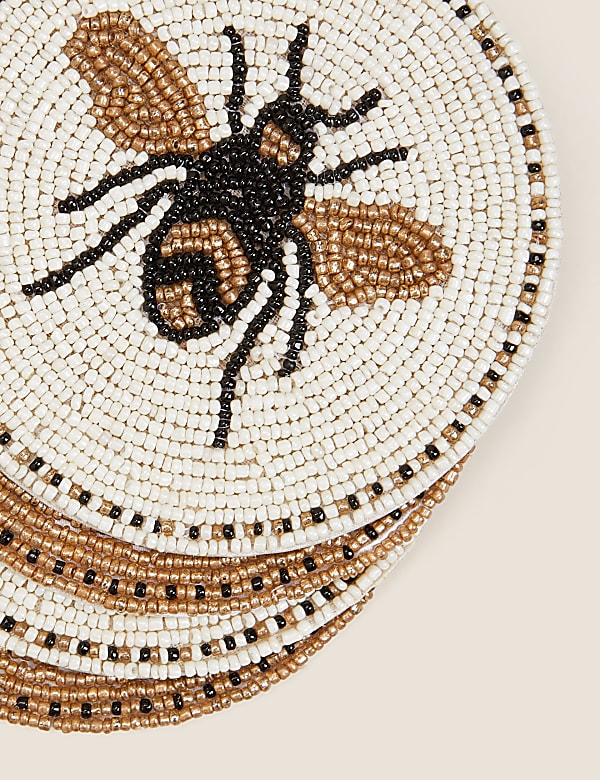 Set of 4 Beaded Bee Coasters