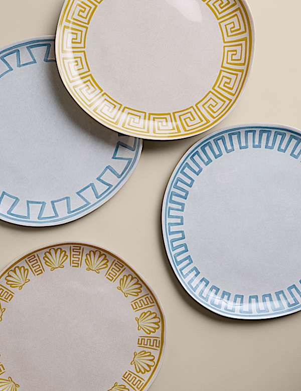 Set of 4 Coastal Picnic Dinner Plates - FR