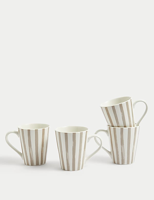 Set of 4 Linear Striped Mugs - AT
