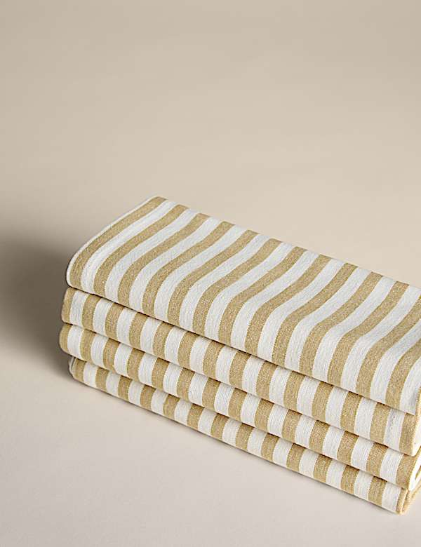 Set of 4 Cotton with Linen Thin Stripe Napkins - FI