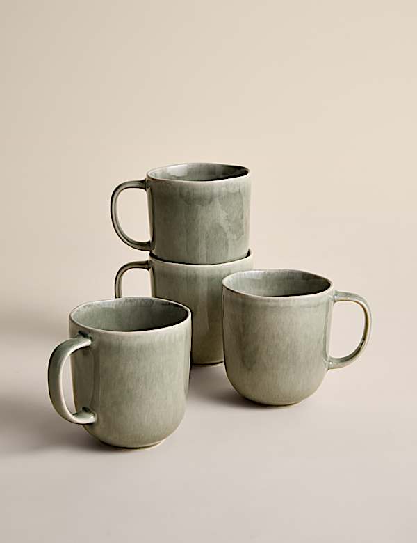 Lot de 4 mugs Henley en gr&egrave;s - CH