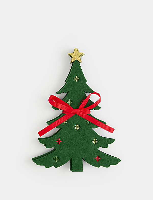 Lot de 4 porte-couverts à motif sapin de Noël - FR