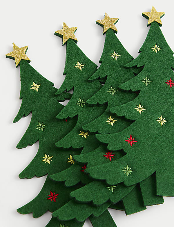 Set of 4 Christmas Tree Cutlery Holders - FR