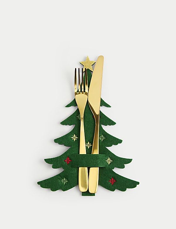 Set of 4 Christmas Tree Cutlery Holders - FR