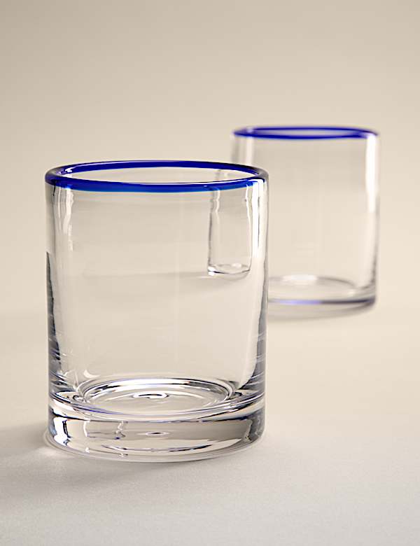 Juego de 2 vasos con ribete en contraste - ES