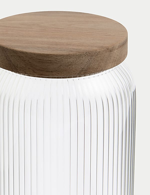 Large Ribbed Glass Storage Jar - TW
