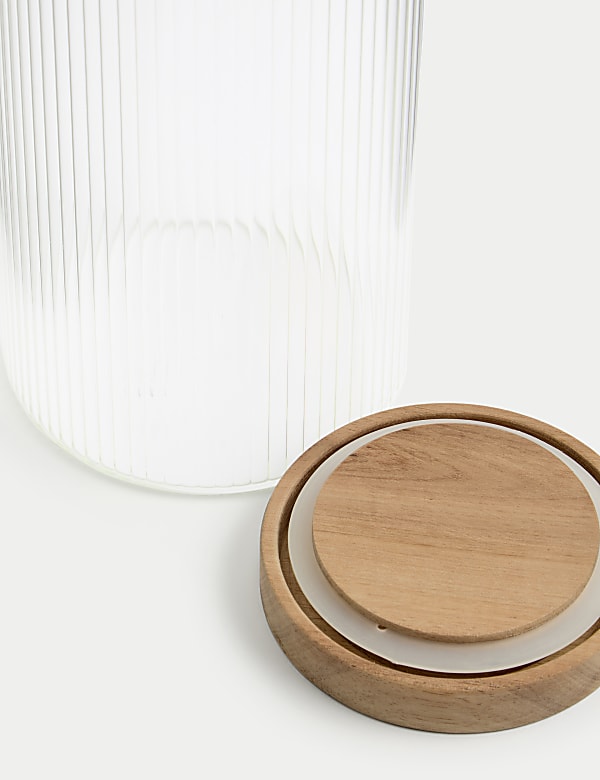 Large Ribbed Glass Storage Jar - TW