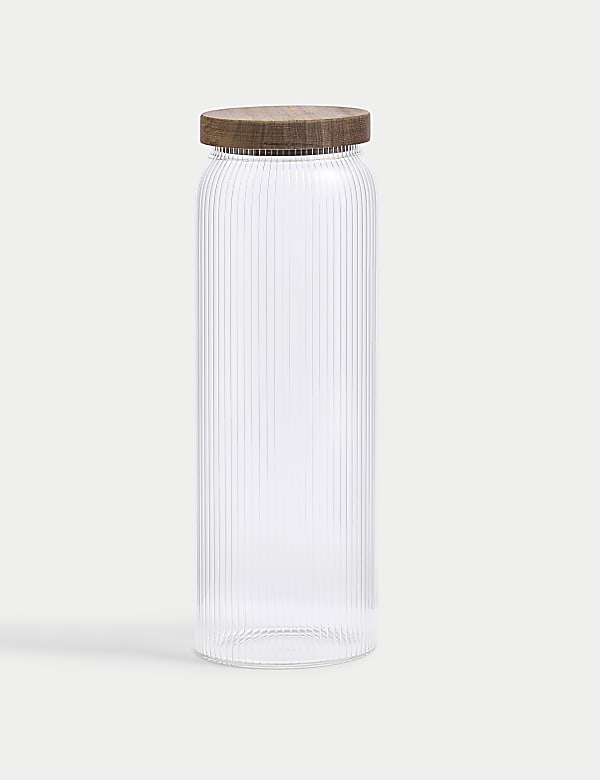 Extra Large Ribbed Glass Storage Jar - BG
