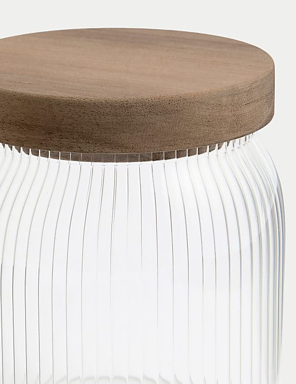 Small Ribbed Glass Storage Jar - TW