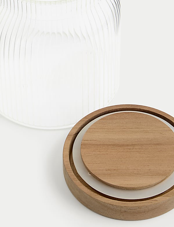 Small Ribbed Glass Storage Jar - TW