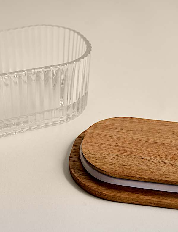 Small Ribbed Glass Container - JP
