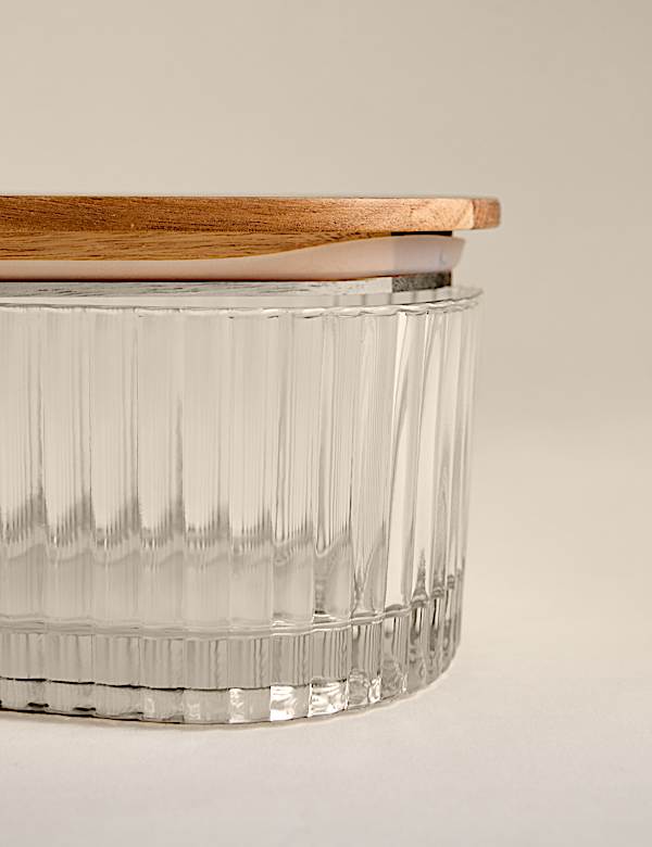 Medium Ribbed Glass Container - KR