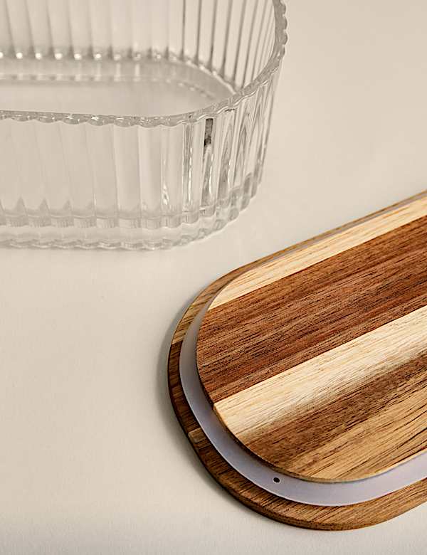 Medium Ribbed Glass Container - KR