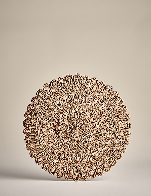 Set of 2 Floral Rattan Placemats - CY