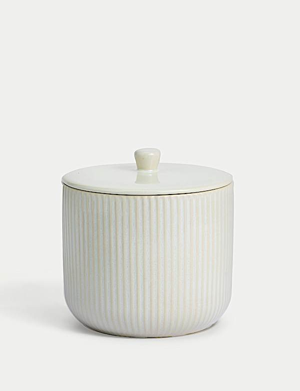 Wide Ribbed Glazed Storage Jar - RO