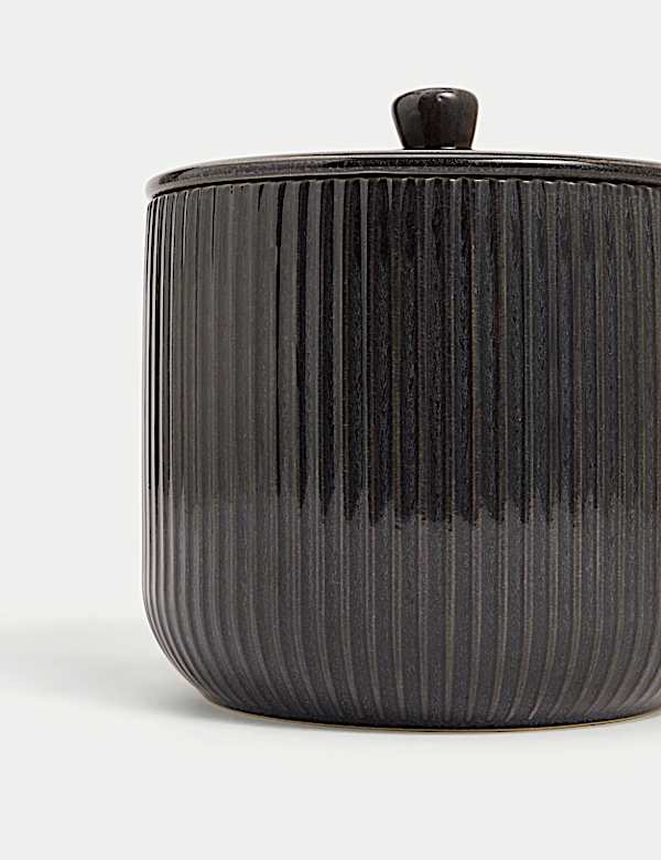 Brede, geribbelde en geglazuurde voorraadpot - BE