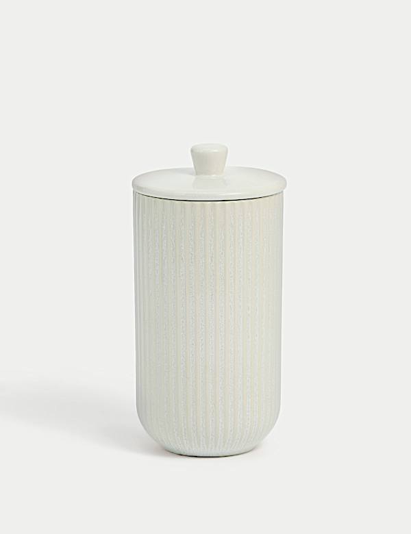 Large Ribbed Glazed Storage Jar - TW