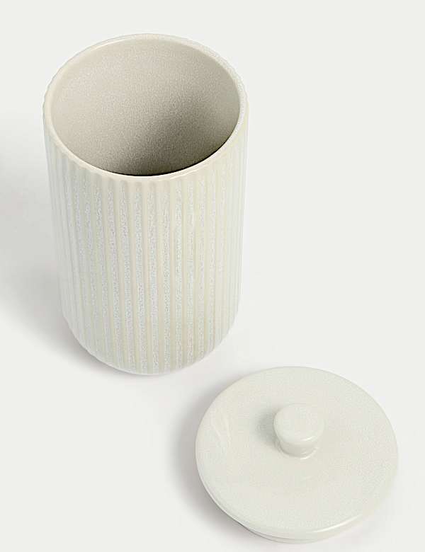 Large Ribbed Glazed Storage Jar - GR