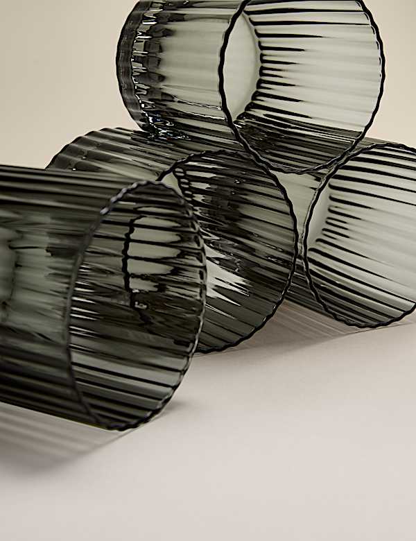 Lot de 4 verres droits à motif cannelé - BE