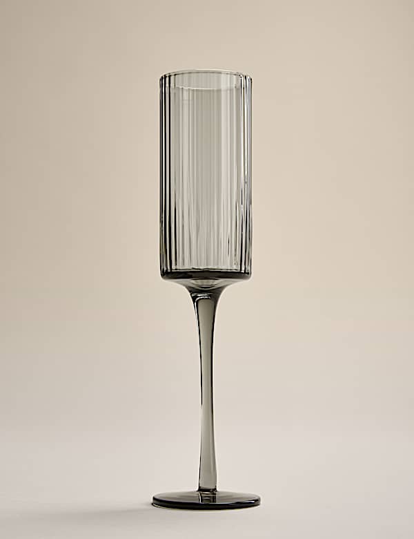 Set van 4 geribbelde champagneglazen ‘Celine’ - BE