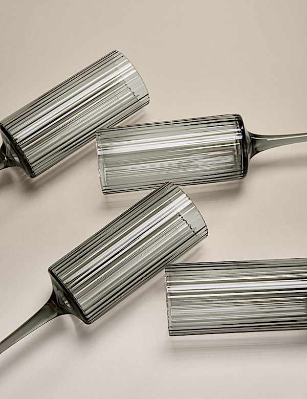 Set van 4 geribbelde champagneglazen ‘Celine’ - BE