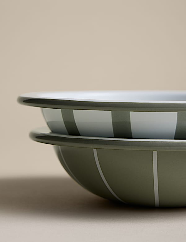 Set of 2 Enamel Striped Nibble Bowls - CA