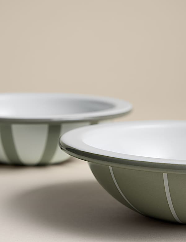 Set of 2 Enamel Striped Nibble Bowls - CA