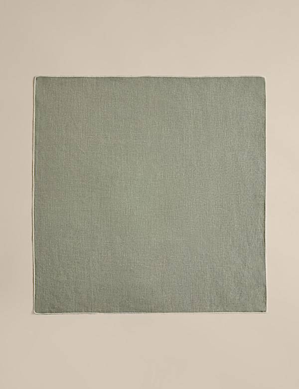 Set of 4 Pure Linen Contrast Edge Napkins - TW