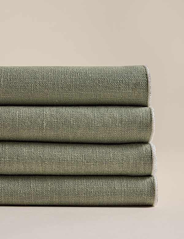 Lot de 4 serviettes de table 100 % lin &agrave; bords contrast&eacute;s - CA