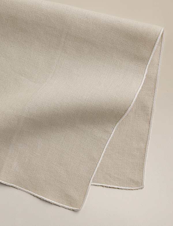 4 Pack Pure Linen Embroidered Edge Napkins - TW