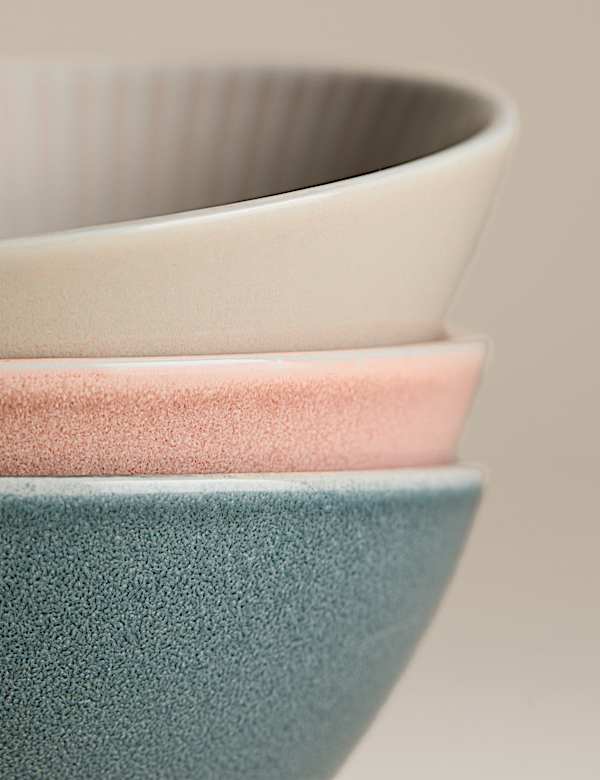 Set of 3 Reactive Striped Nibble Bowls - EE