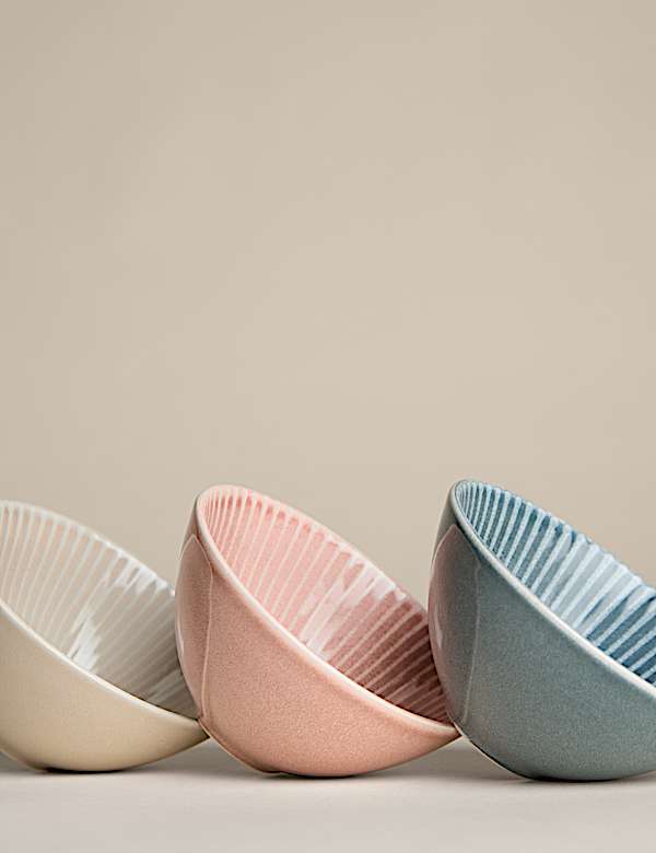 Set of 3 Reactive Striped Nibble Bowls - EE