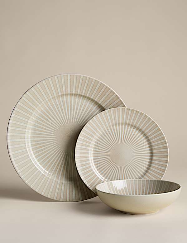 12 Piece Reactive Striped Dinner Set - CZ